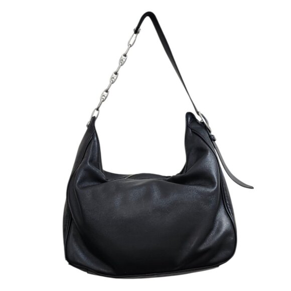 MARC JACOBS THE TEMPO LEATHER HOBO SHOULDER BAG BLACK - Picture 6 of 16